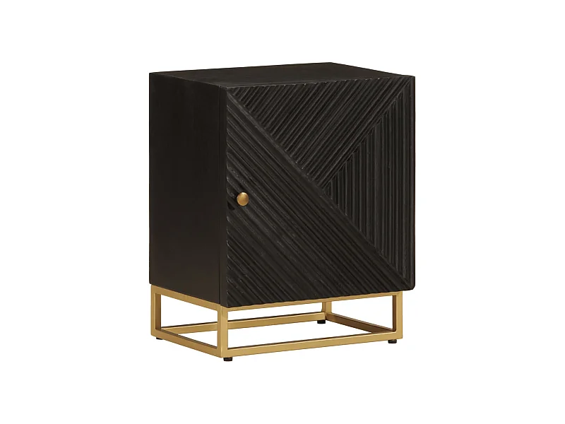 Nachtkastje 40x30x50 cm massief mangohout en ijzer zwart