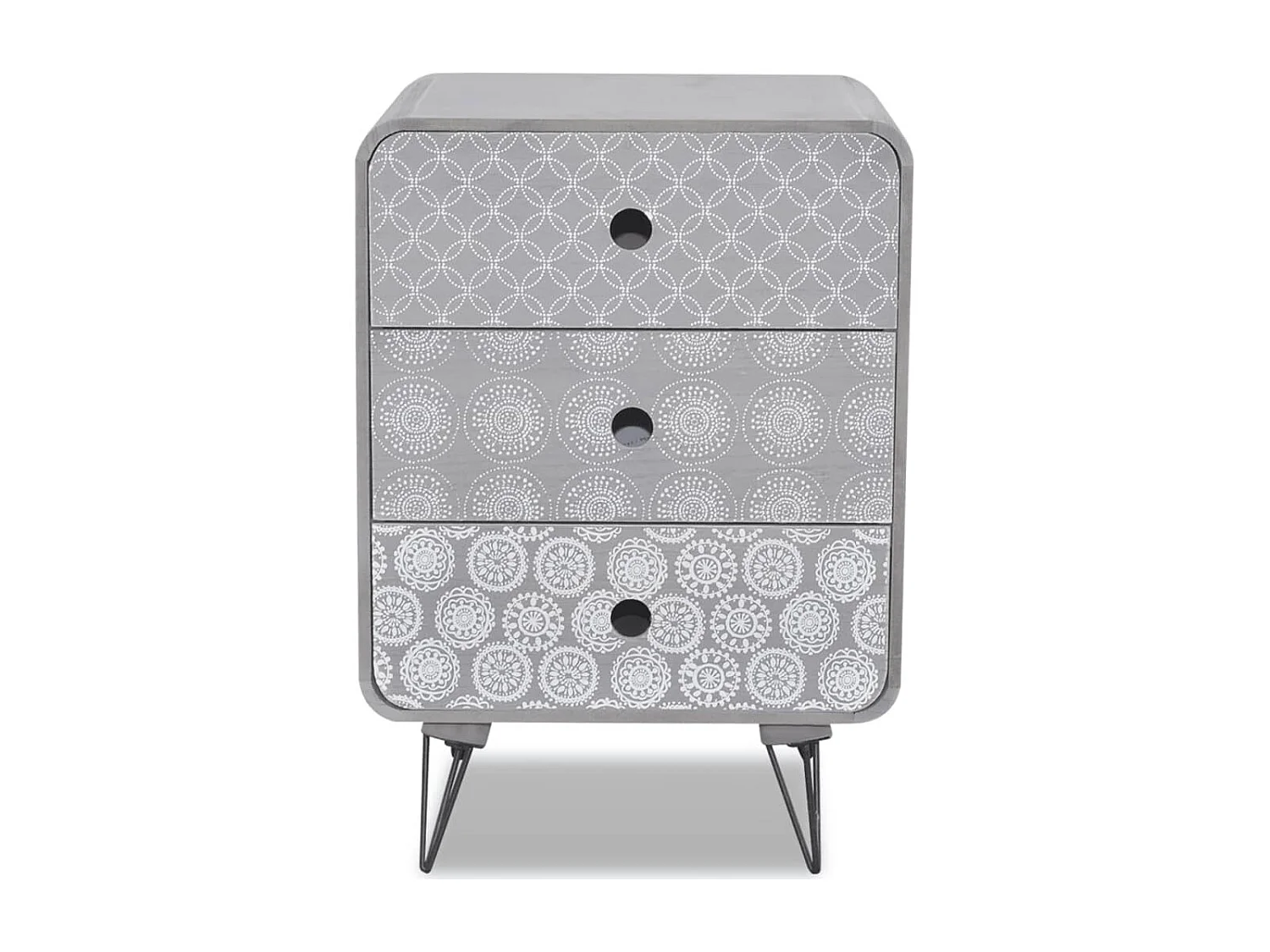 Mesa de apoio com 3 gavetas, cinzento