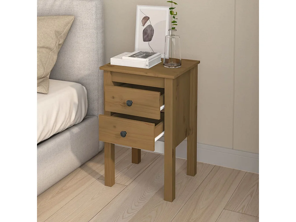 Table de chevet Marron miel 40x35x61,5 cm Bois de pin solide