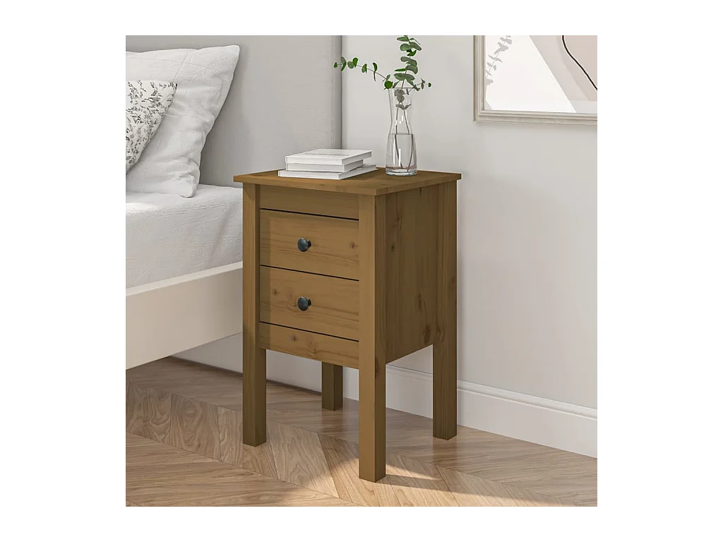 Table de chevet Marron miel 40x35x61,5 cm Bois de pin solide