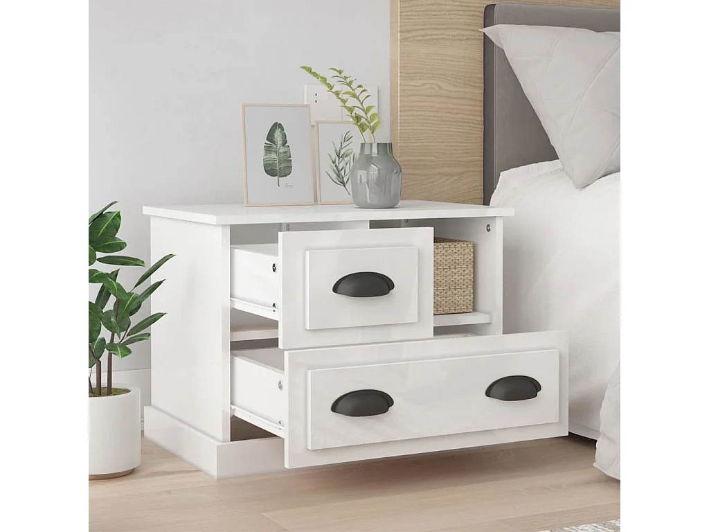 Mesa de cabeceira 60x39x45 cm branco brilhante