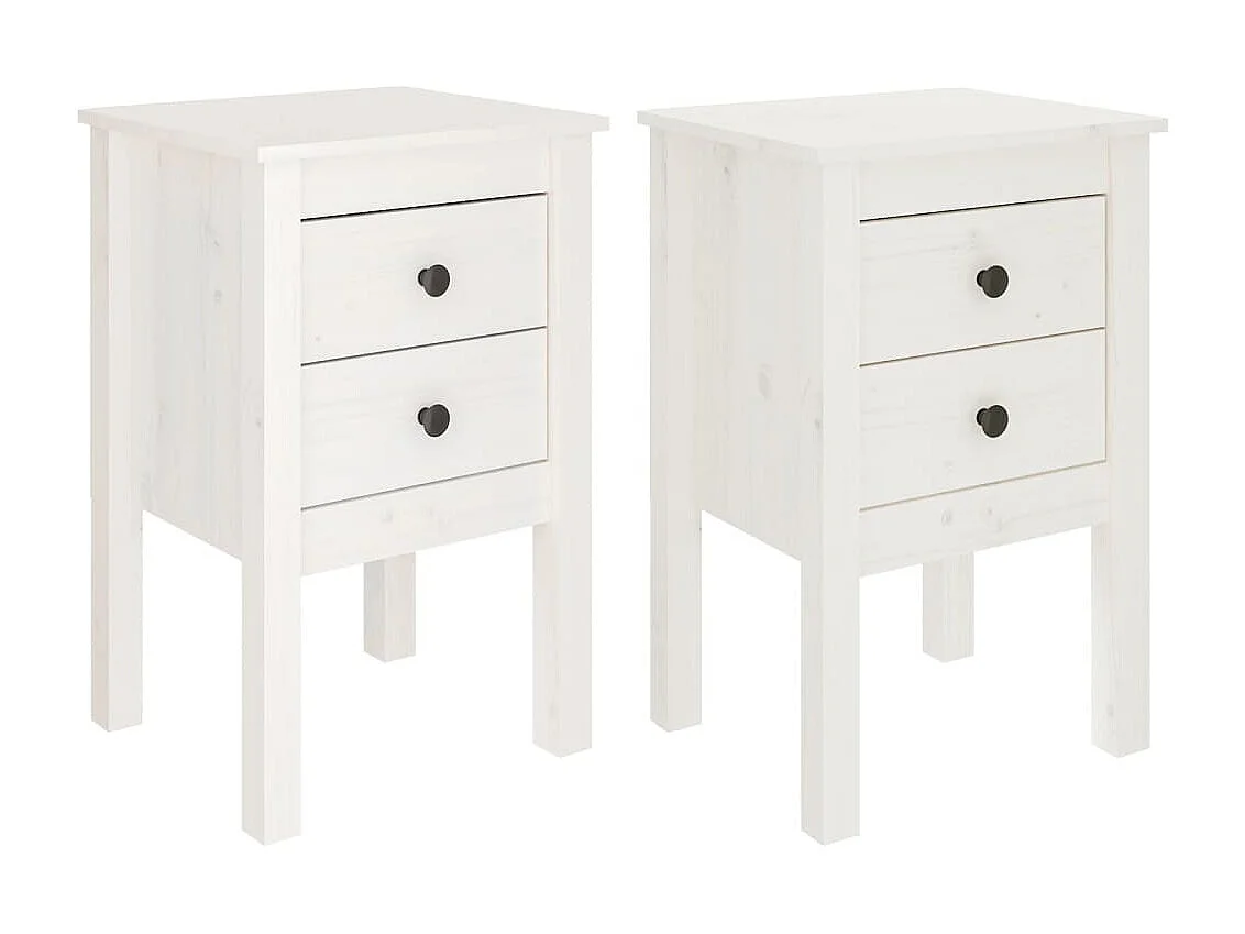 Tables de chevet 2 pièces Blanc 40x35x61,5 cm Bois de pin massif