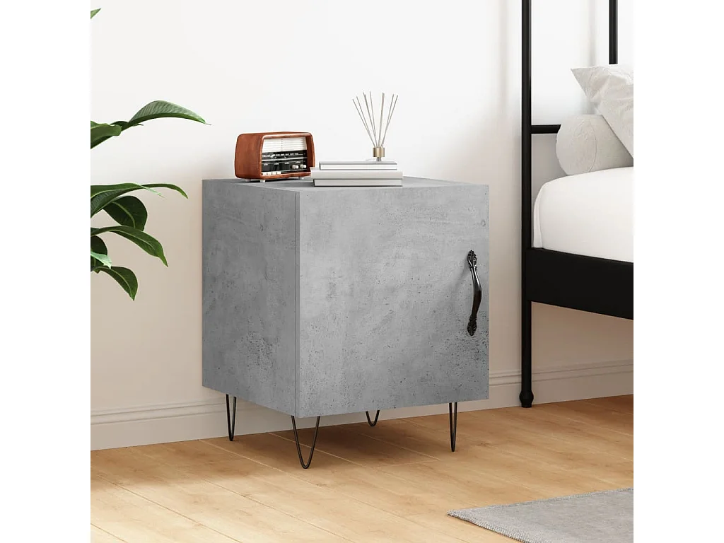 Mesa cabeceira 40x40x50cm derivados de madeira cinzento cimento
