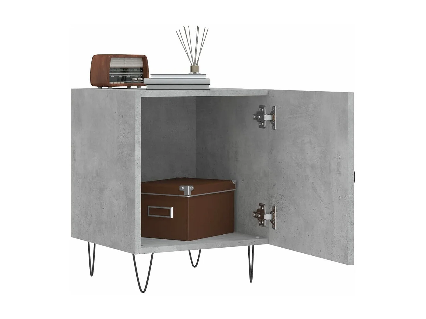 Mesa cabeceira 40x40x50cm derivados de madeira cinzento cimento