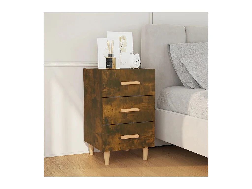 Table de chevet chêne fumé 40x40x66 cm bois d'ingénierie