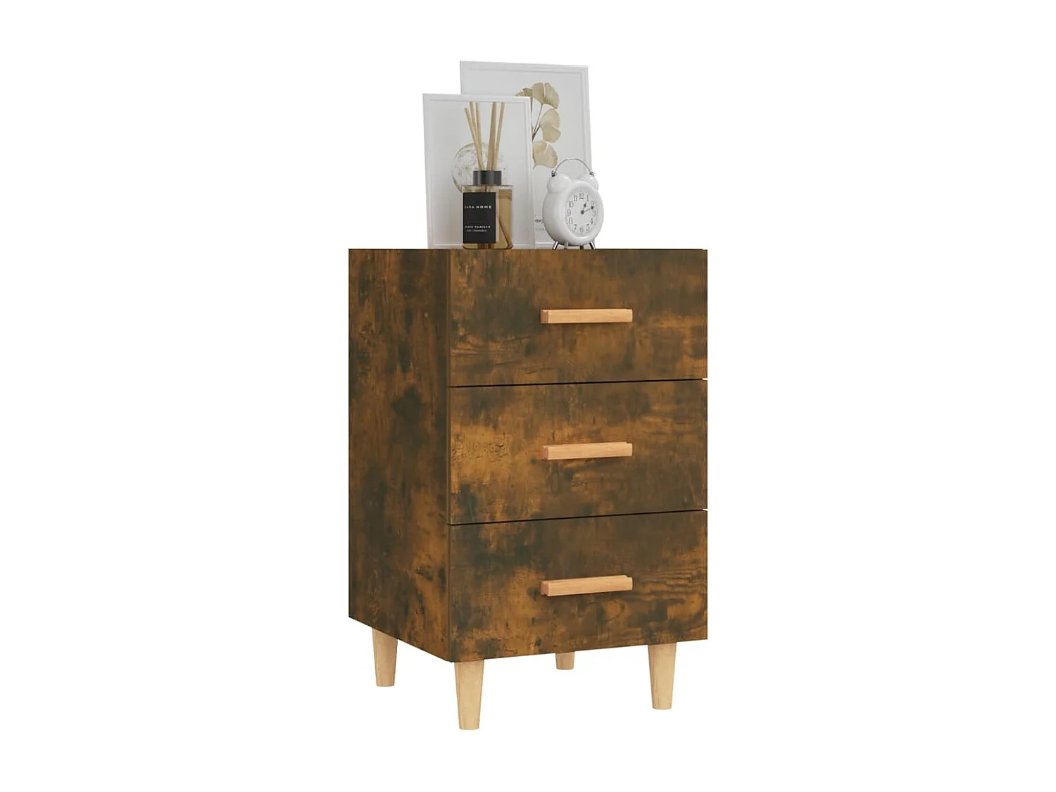 Table de chevet chêne fumé 40x40x66 cm bois d'ingénierie