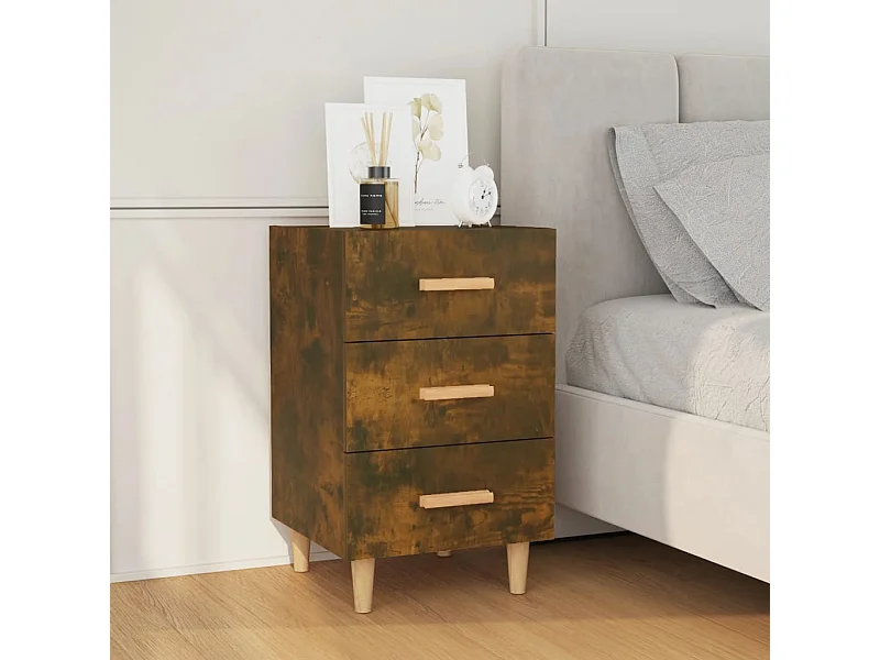 Table de chevet chêne fumé 40x40x66 cm bois d'ingénierie