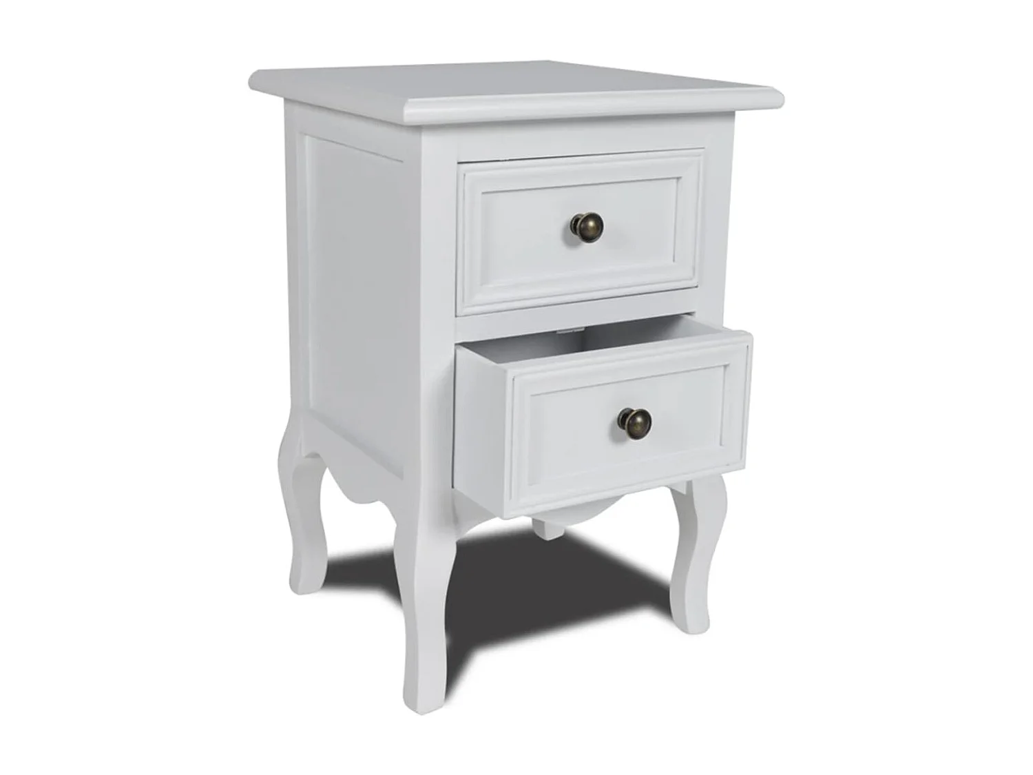 Table de chevet avec 2 tiroirs MDF Blanc