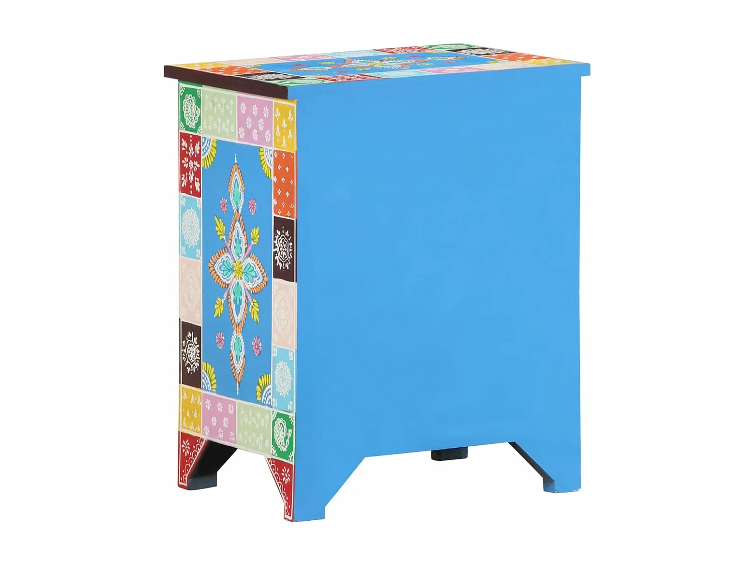 Table de chevet peinte à la main 40x30x50 cm Bois de manguier