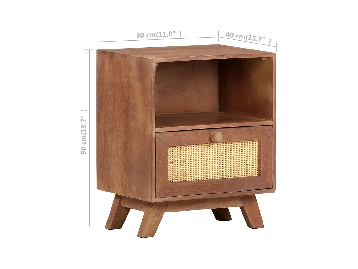 Table de chevet 40x30x50 cm Bois de manguier massif