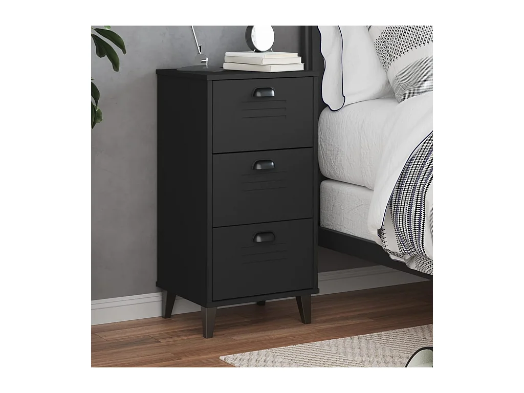 Table de chevet VIKEN noir bois de pin solide