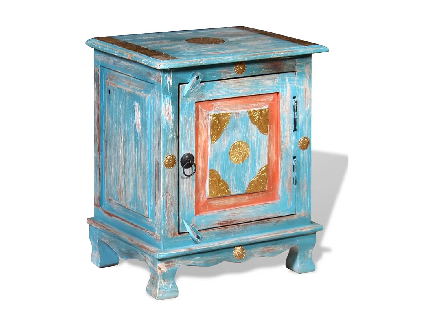 Mesa de cabeceira madeira de mangueira maciça azul