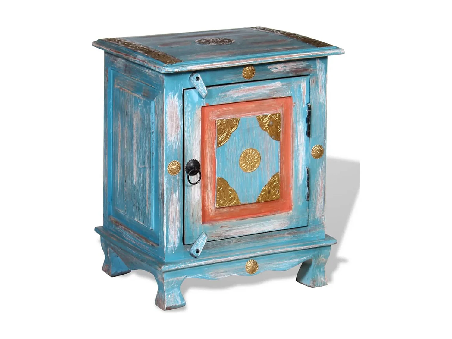 Mesa de cabeceira madeira de mangueira maciça azul