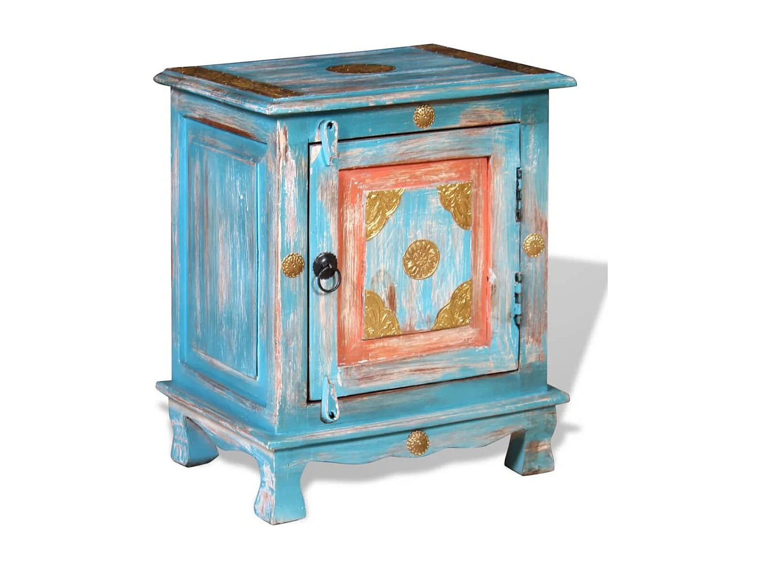 Mesa de cabeceira madeira de mangueira maciça azul