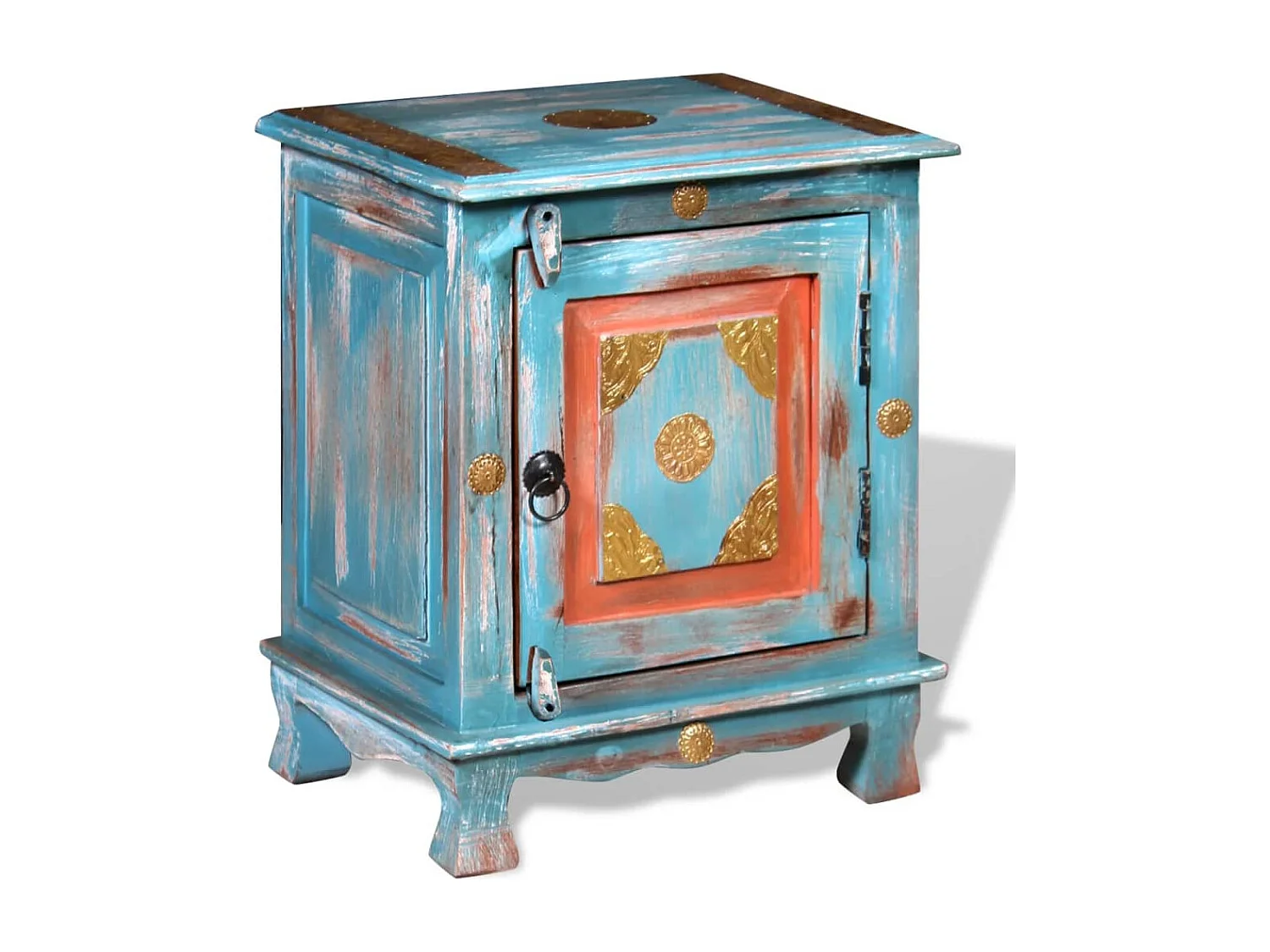 Mesa de cabeceira madeira de mangueira maciça azul