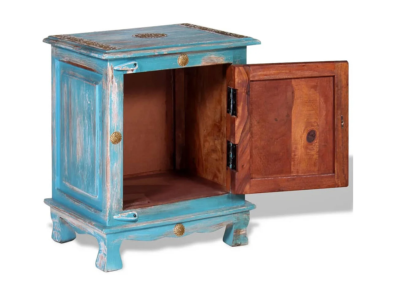 Mesa de cabeceira madeira de mangueira maciça azul