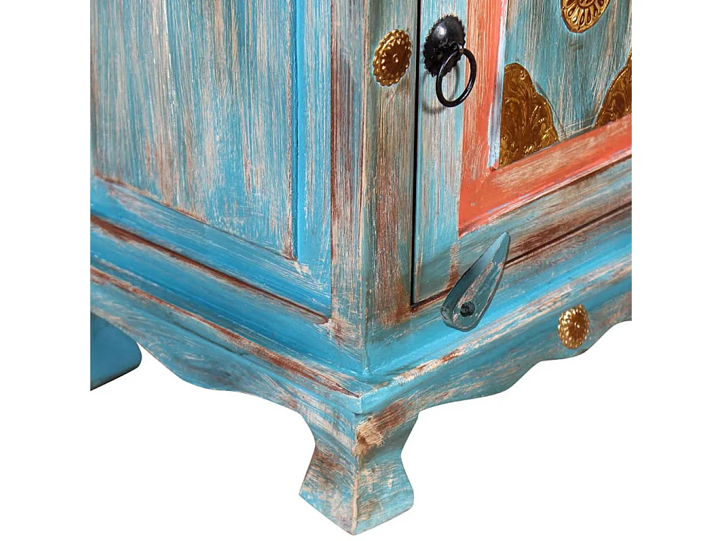 Mesa de cabeceira madeira de mangueira maciça azul