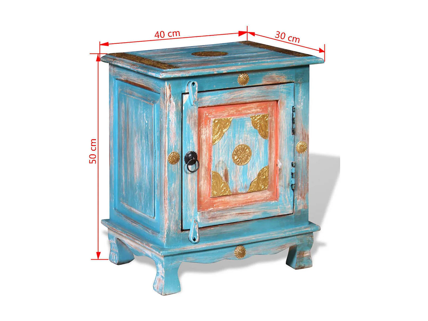 Mesa de cabeceira madeira de mangueira maciça azul