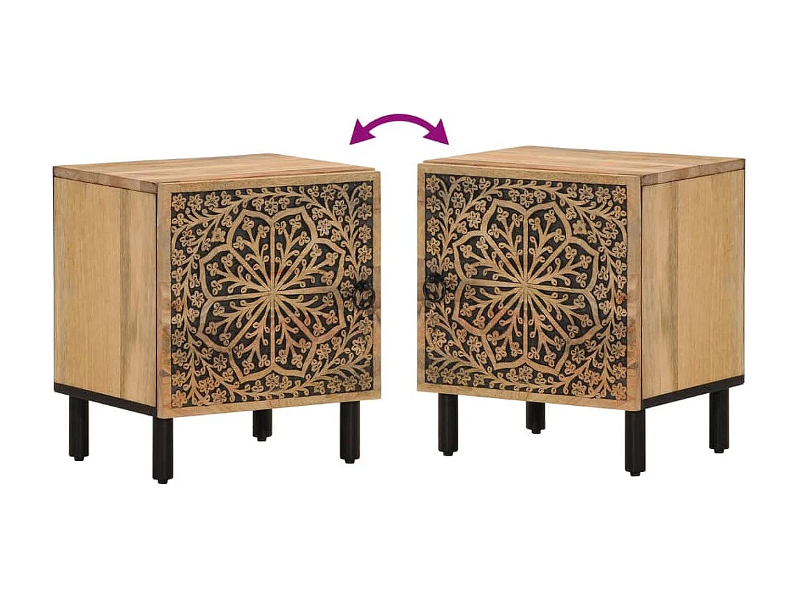 Nachtkastjes 2 stukken40x33x46 cm massief mangohout