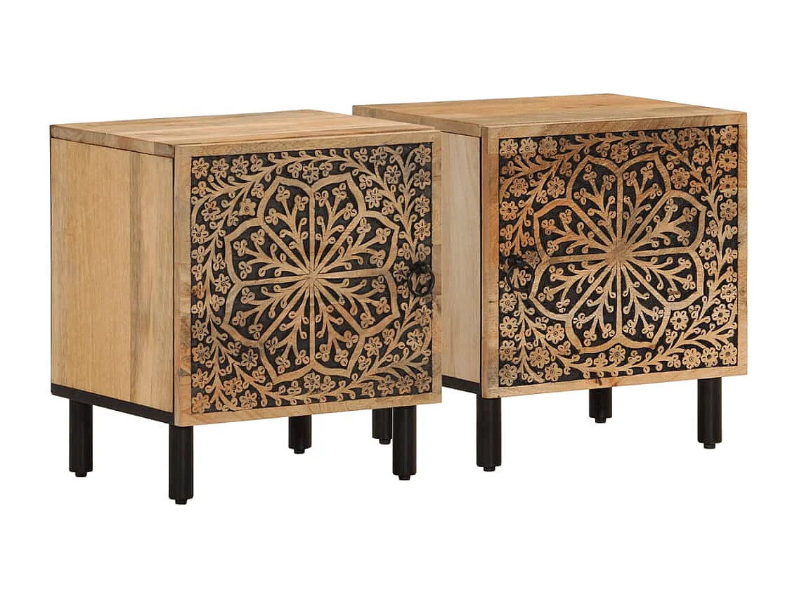 Tables de chevet 2 pièces 40x33x46 cm Bois de manguier solide