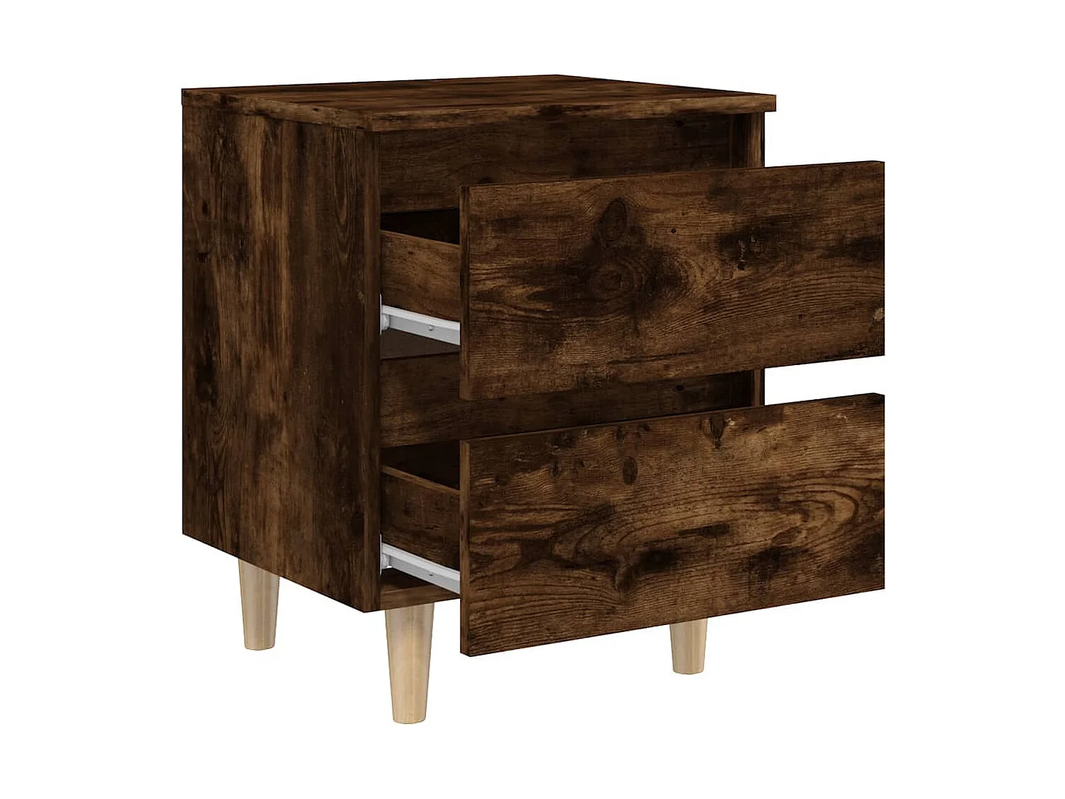 Table de chevet avec pieds en bois Chêne fumé 40x35x50 cm