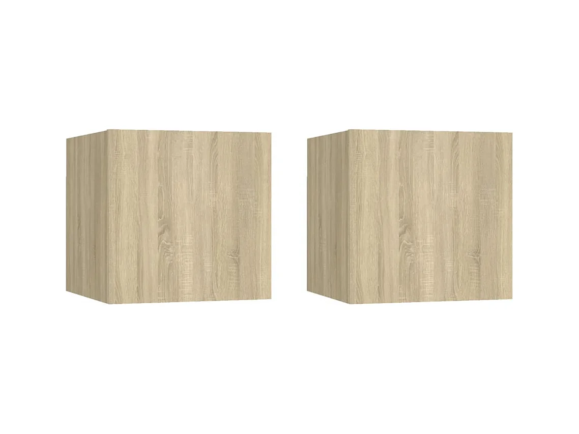 Mesitas noche 2 unidades madera ingeniería roble Sonoma 30,5x30x30cm