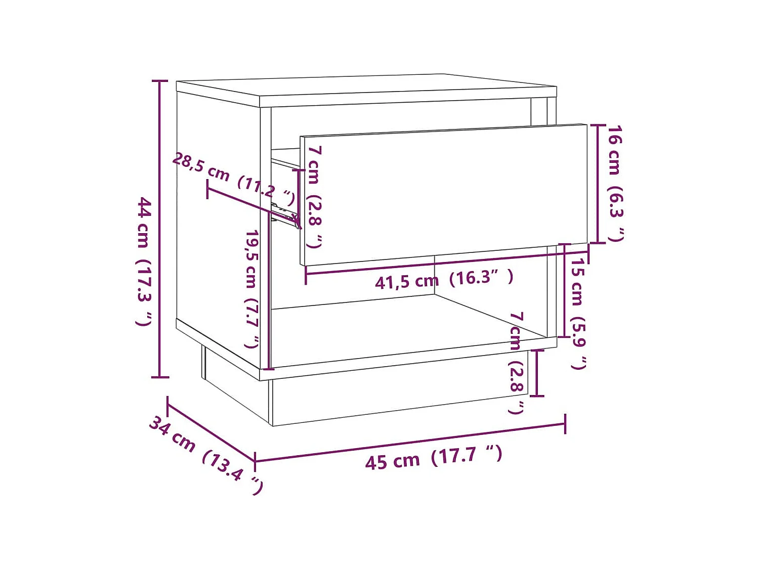 Tables de chevet 2 pièces Noir 45x34x44 cm Aggloméré