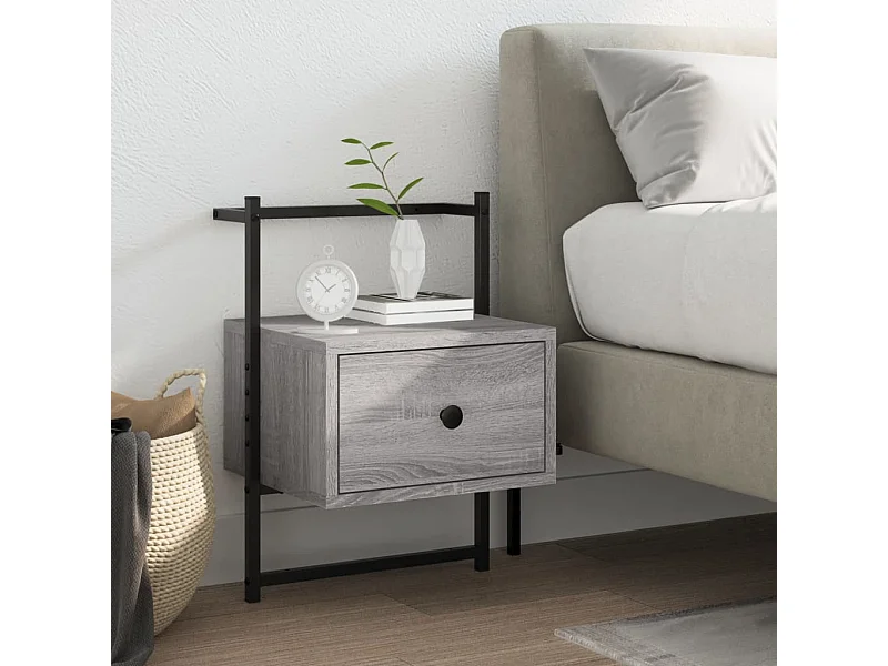 Table de chevet murale sonoma gris 35x30x51cm bois d'ingénierie