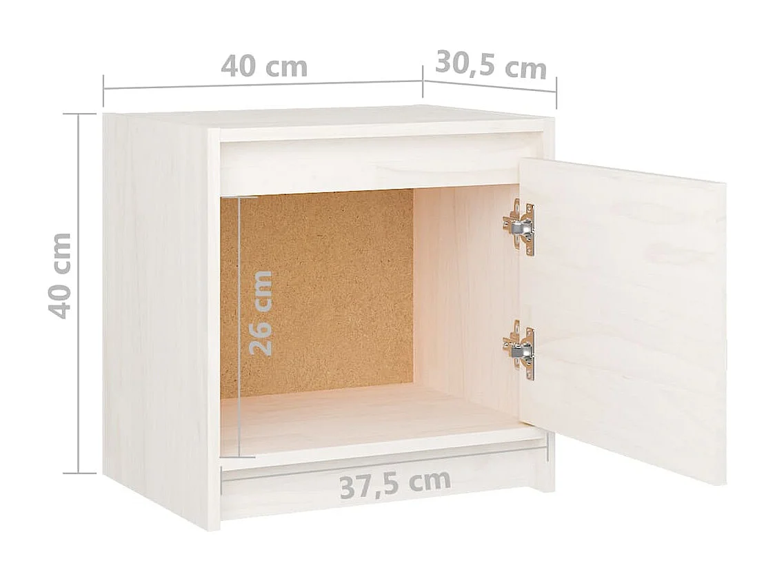 Table de chevet Blanc 40x30,5x40 cm Bois de pin massif