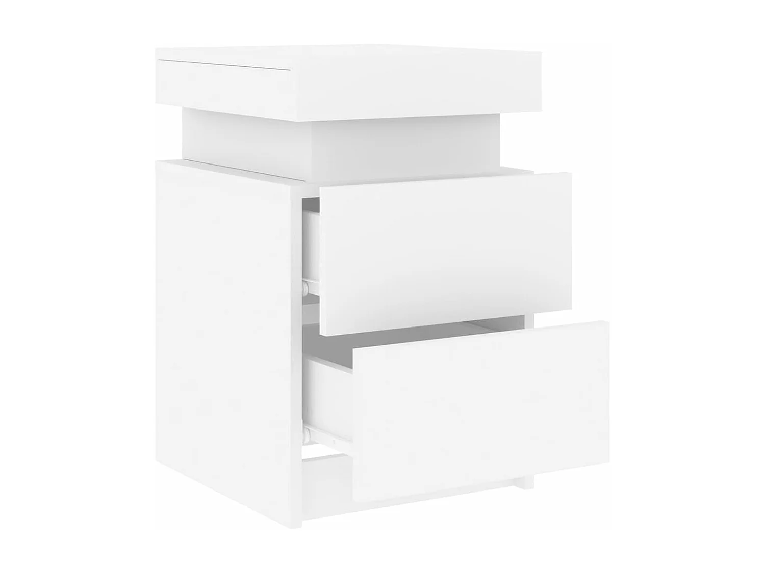 Tables de chevet avec lumières LED 2 pièces blanc 35x39x55 cm