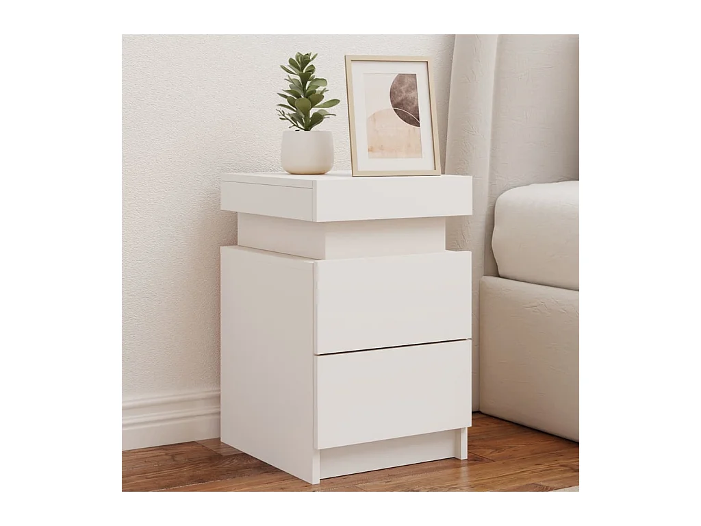 Mesitas de noche con luces LED 2 unidades blanco 35x39x55 cm