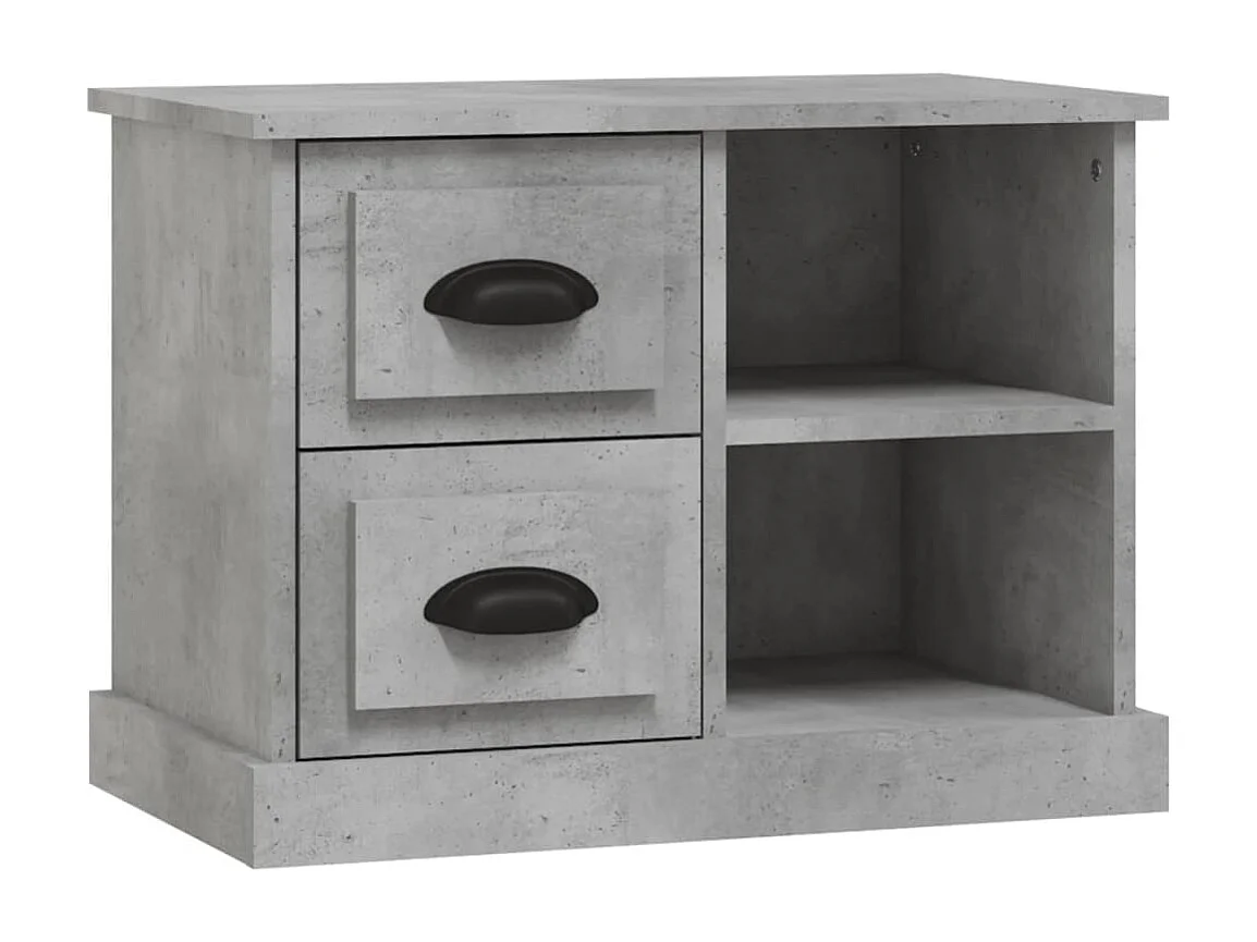 Table de chevet gris béton 60x35,5x45 cm