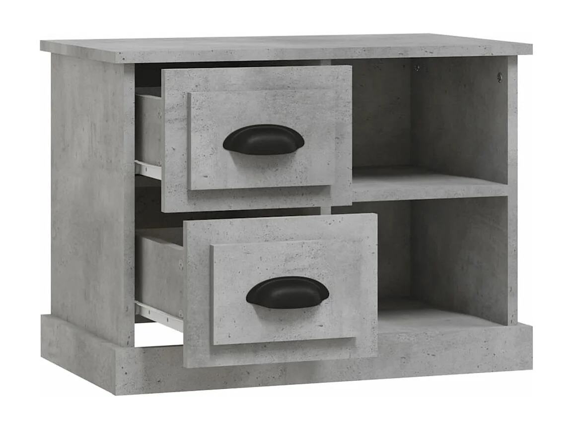 Table de chevet gris béton 60x35,5x45 cm