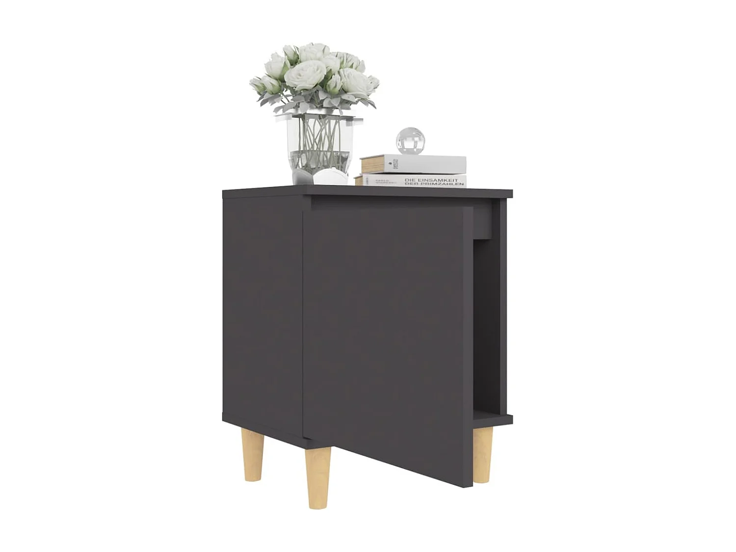 Mesa de cabeceira c/ pernas madeira maciça 40x30x50cm cinzento