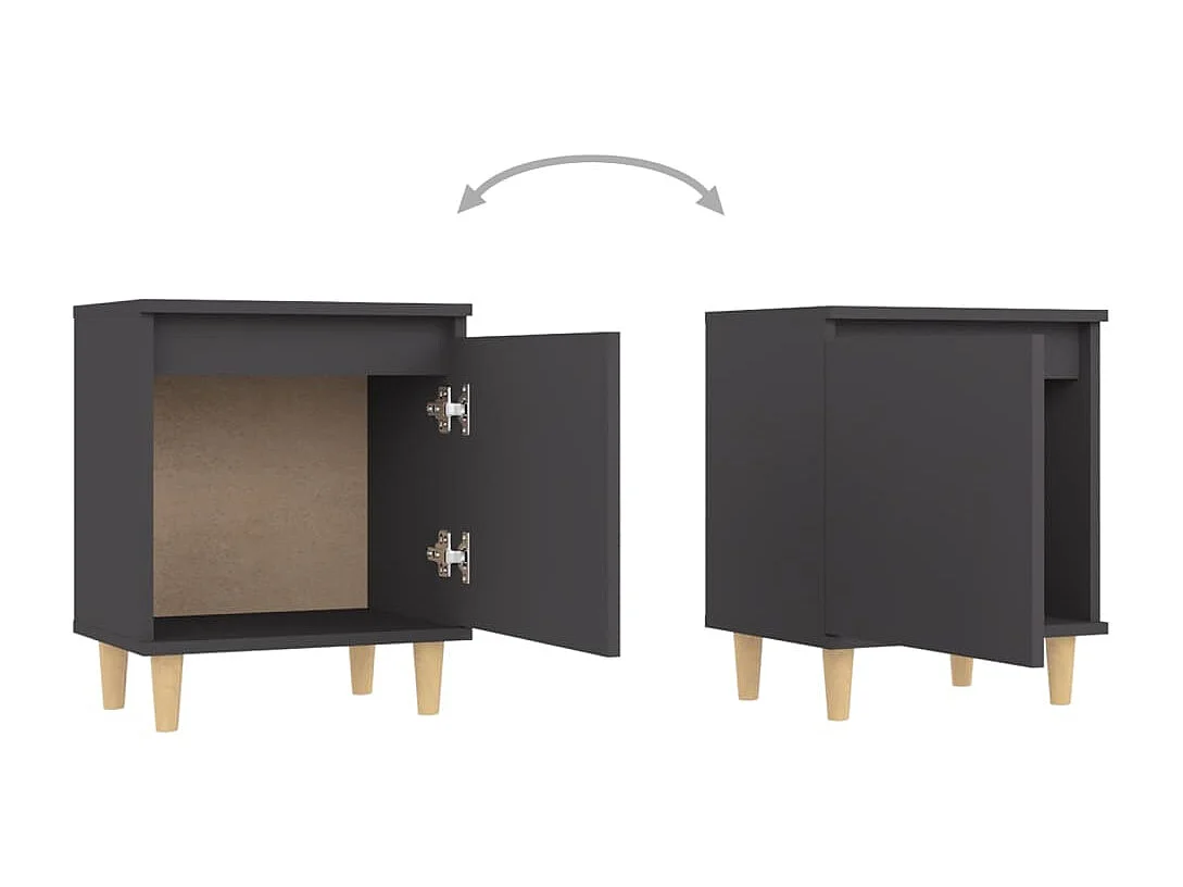 Mesa de cabeceira c/ pernas madeira maciça 40x30x50cm cinzento