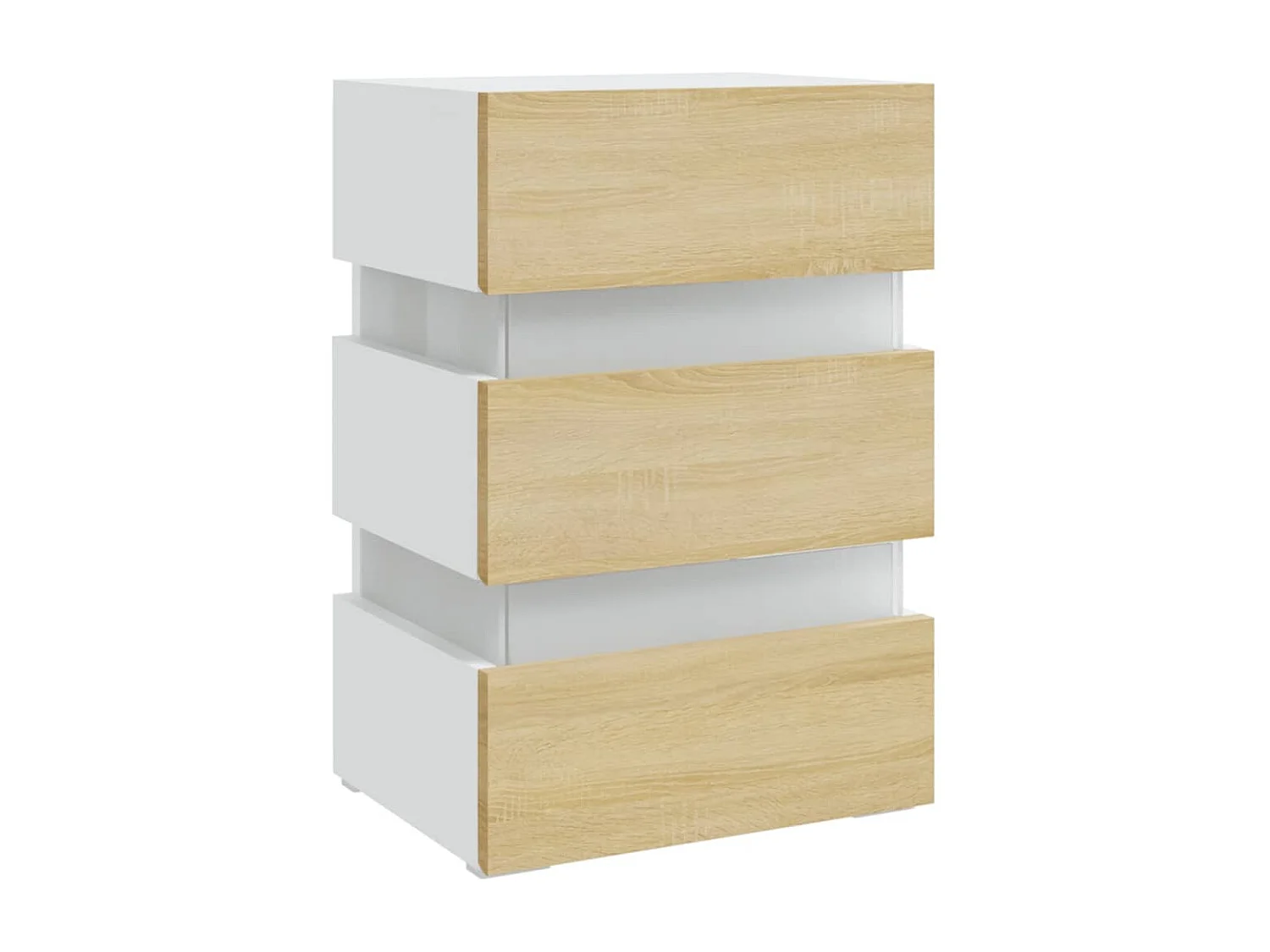 Table de chevet à LED Blanc et chêne sonoma 45x35x67 cm