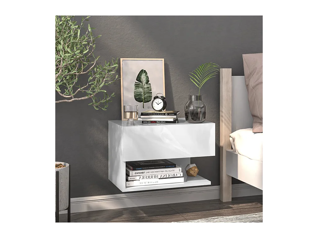 Table de chevet murale Blanc brillant