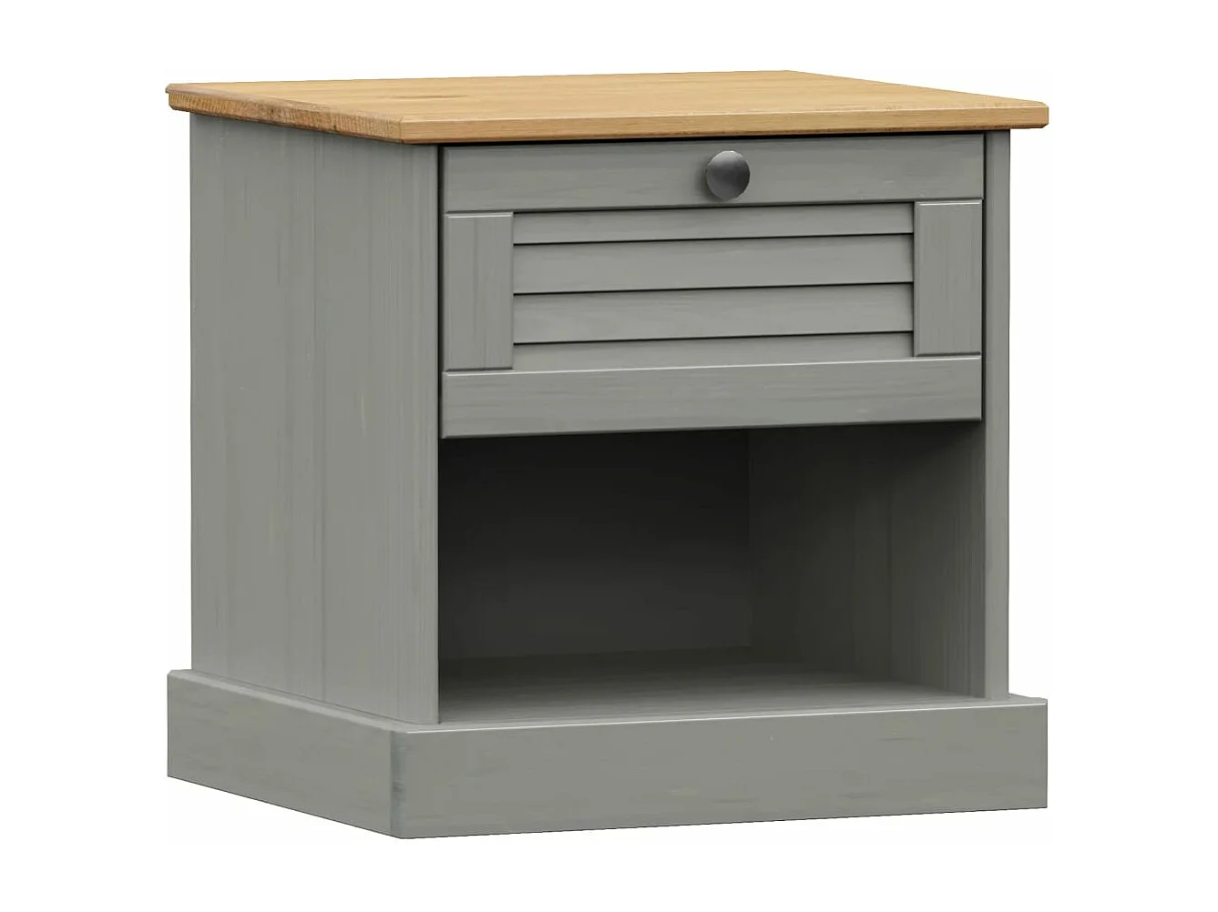 Mesita de noche VIGO madera maciza de pino gris 42x35x40 cm