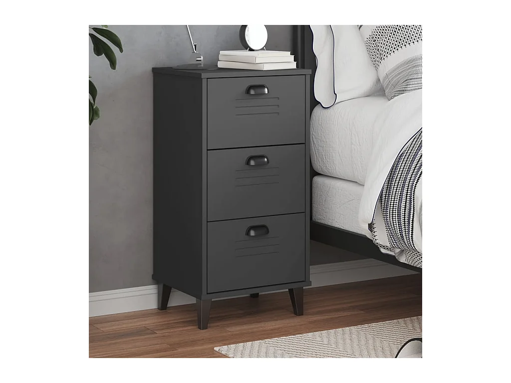 Table de chevet VIKEN gris anthracite bois de pin solide