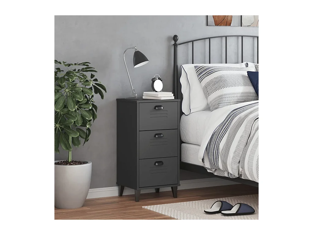 Table de chevet VIKEN gris anthracite bois de pin solide