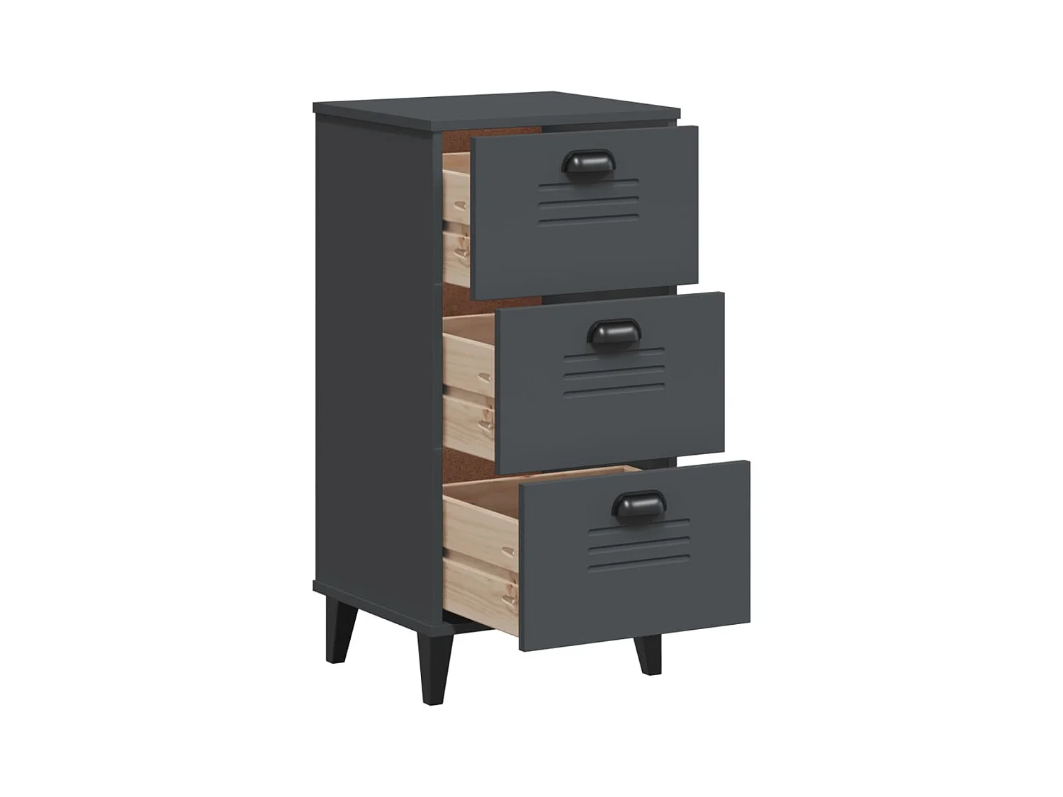 Table de chevet VIKEN gris anthracite bois de pin solide