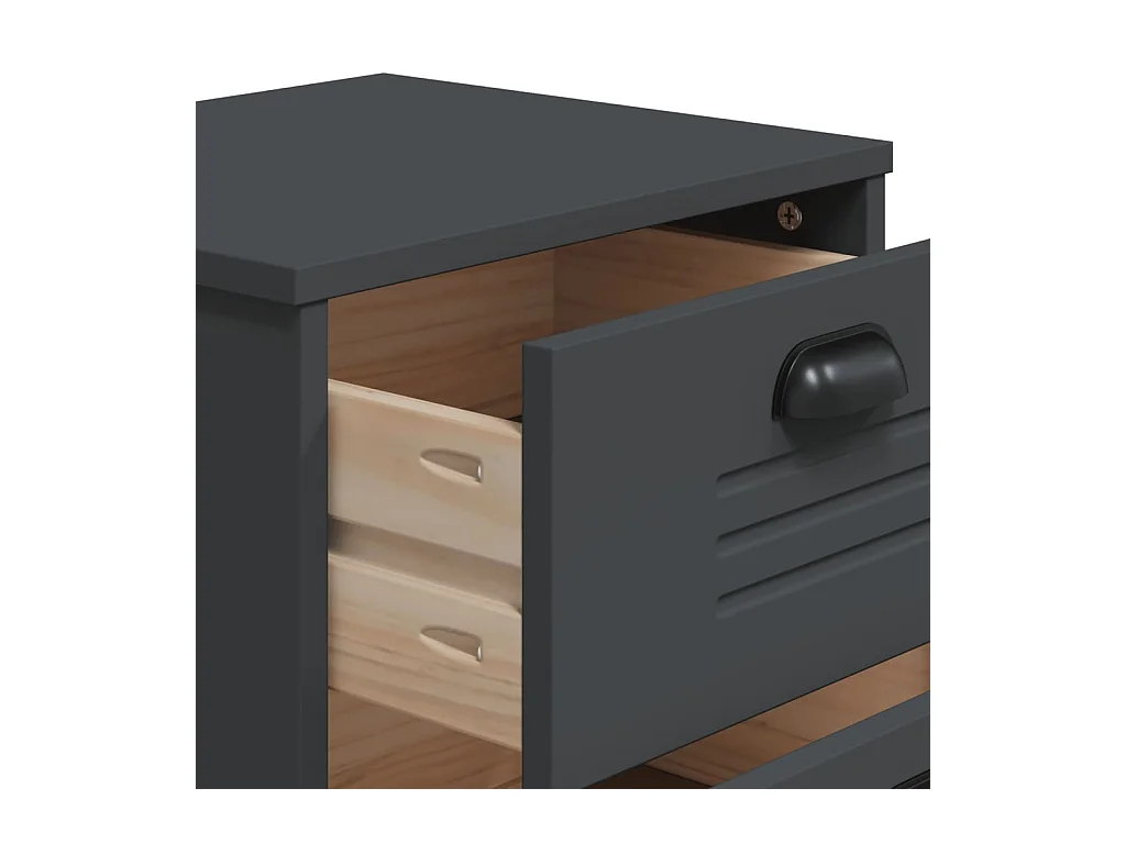 Table de chevet VIKEN gris anthracite bois de pin solide