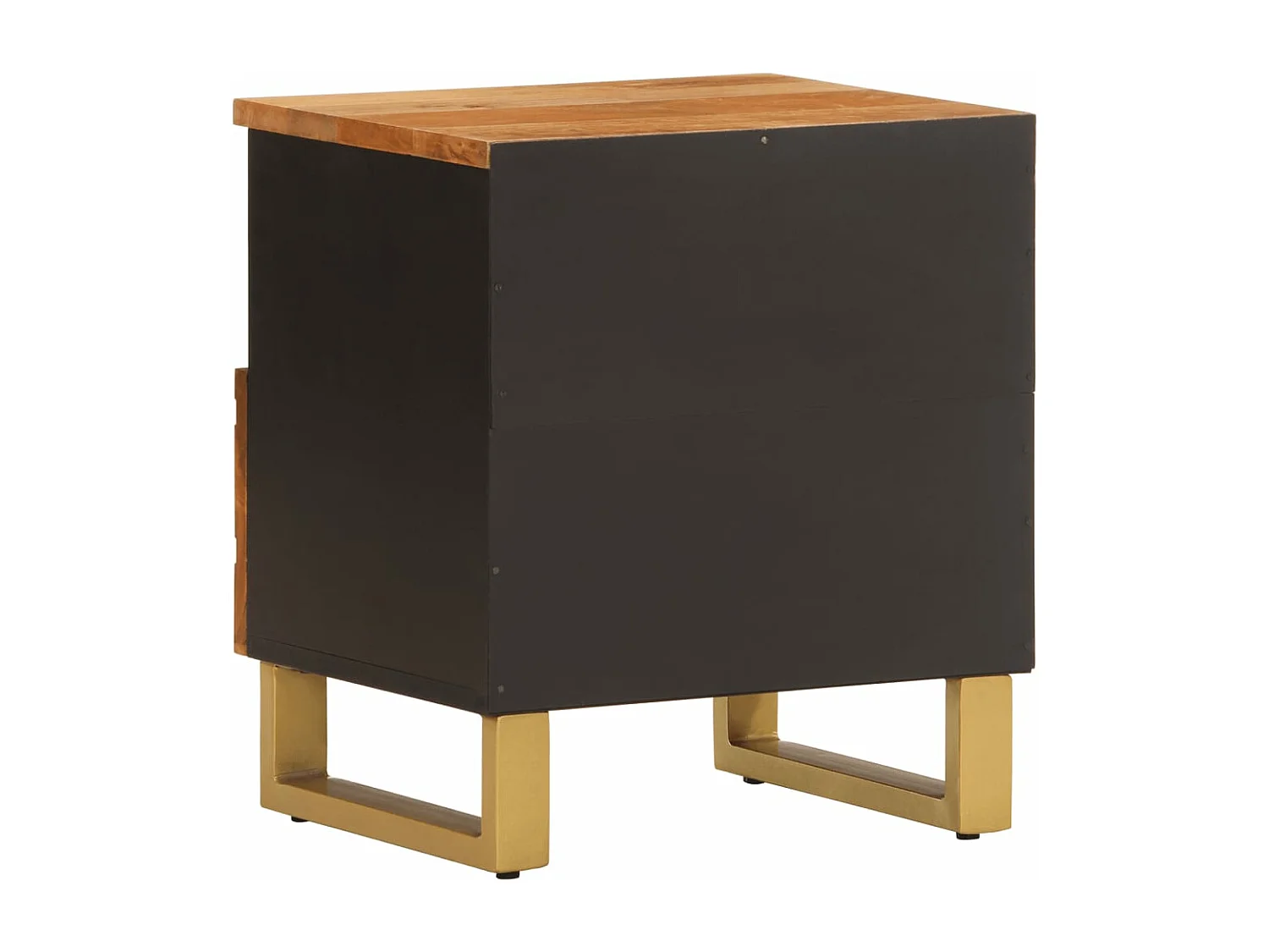 Table de chevet marron et noir bois de manguier solide