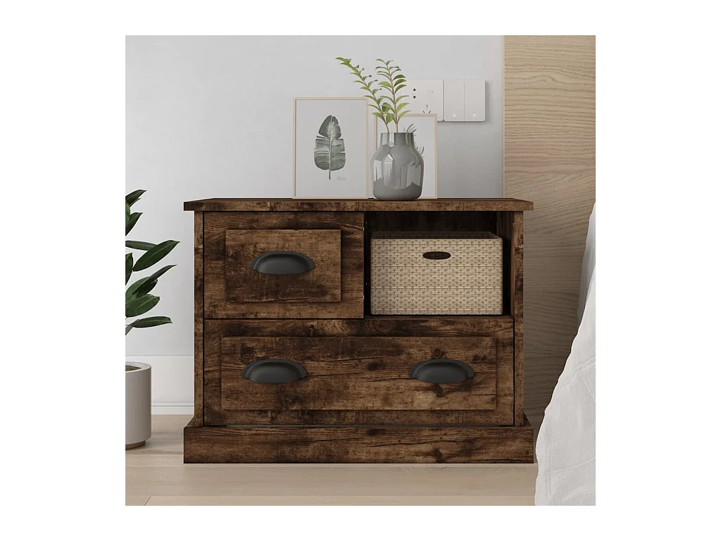 Table de chevet chêne fumé 60x39x45 cm