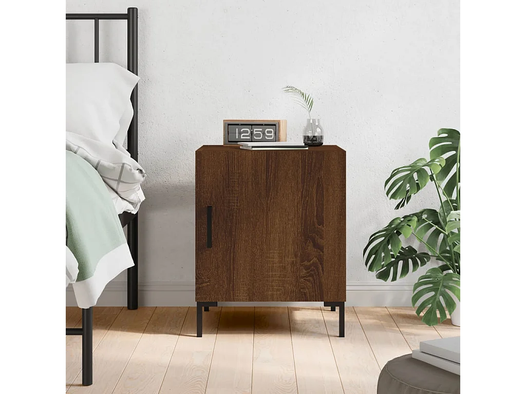 Table de chevet chêne marron 40x40x50 cm bois d’ingénierie