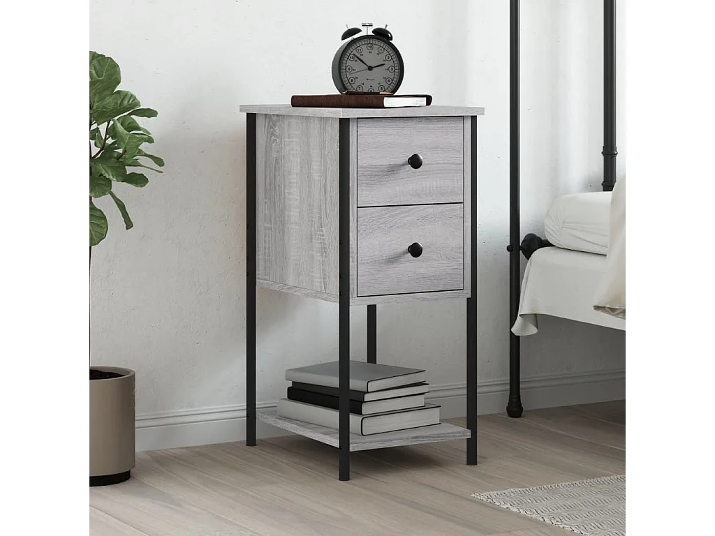 Mesita de noche madera de ingeniería gris Sonoma 32x42x70 cm