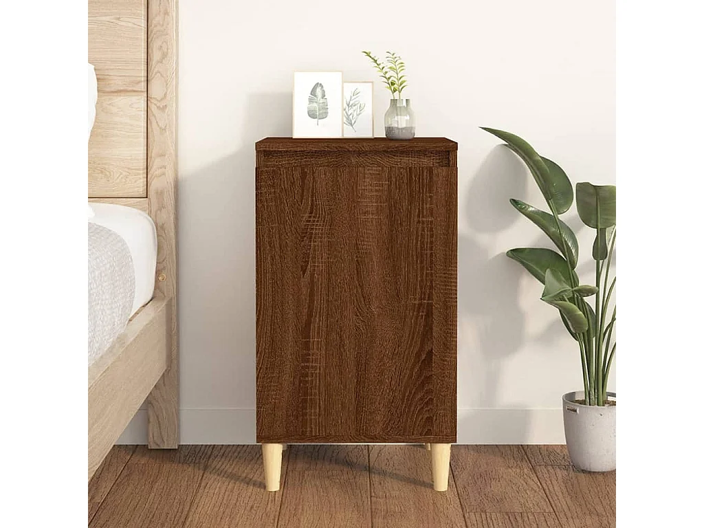 Table de chevet chêne marron 40x35x70 cm bois d'ingénierie