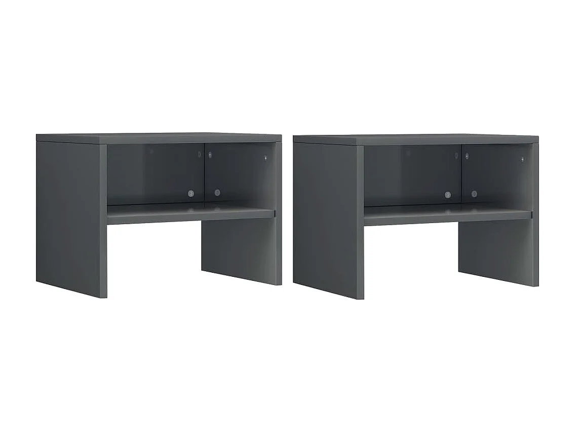 Mesas-de-cabeceira 2 peças 40x30x30cm aglomerado cinza brilhante