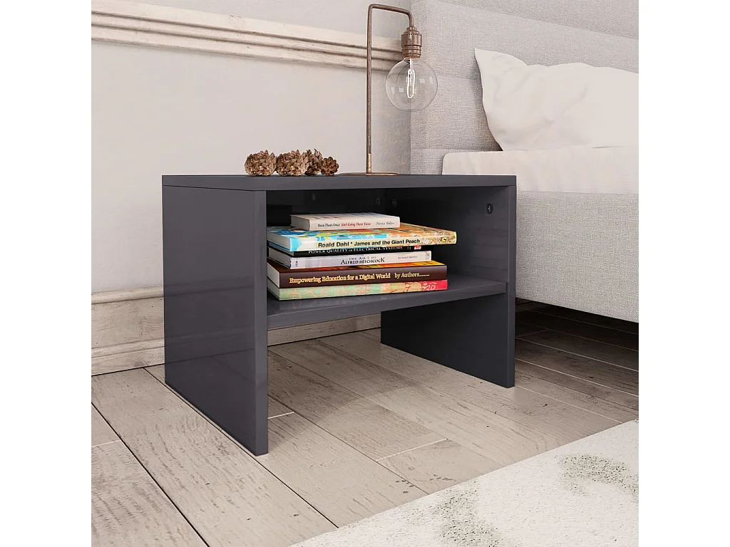 Mesas-de-cabeceira 2 peças 40x30x30cm aglomerado cinza brilhante