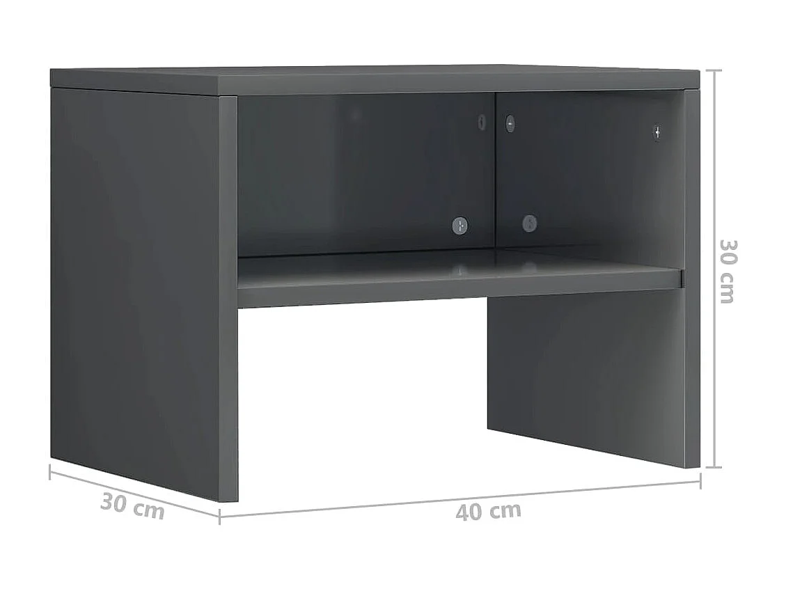 Mesas-de-cabeceira 2 peças 40x30x30cm aglomerado cinza brilhante